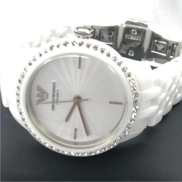 New Emporio Armani Ceramic Bracelet White Mother Of Pearl Dial Watch AR1477 - Picture 15 of 15